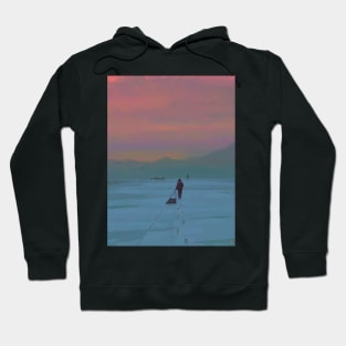 Almost There - Snowy Landscape Digital painting Hoodie